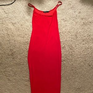 BooHoo Red Slinky Dress